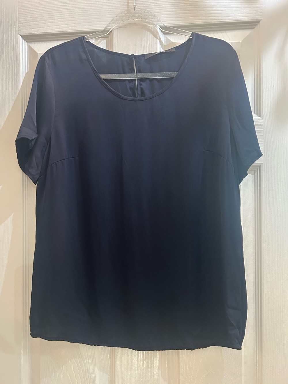 Quince Black Washable Stretch Silk Short Sleeve Top XL